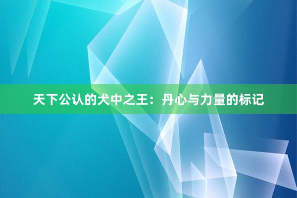 天下公认的犬中之王：丹心与力量的标记